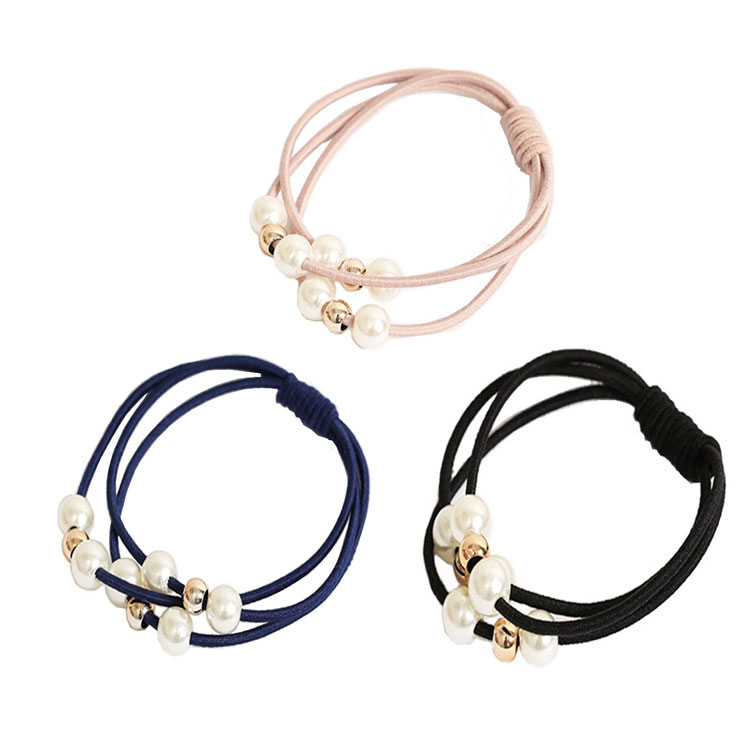 Rakuten - 【単品販売】 おしゃれ ヘアゴム 3連 髪留め プレスレット ビーズ ヘアアクセサリー 真珠/パール風ヘアゴム LP-HARUSET1 送料無料