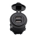カーデュアルUSB充電器 車載ソケット電源 DC12V-24V対応 USB出力ポート2個 Max4.2A 電源配線ケーブル付き 防水防塵 過負荷保護 車/バイク...
