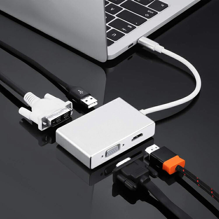 Type-C��HDMI/DVI/VGA �ޥ���Ѵ������ץ��� 4K��2K�б� HDMI/DVI/VGA�Ѵ������ץ� USB3.0�ݡ����� ¿��ǽ�ϥ� ���̥ߥ顼��� �ǥ����ץ쥤��ĥ�� LP-TYPEC4IN1 ����̵��