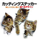 3D感カーステッカー 猫 カッティング/ウォールステッカー トリックアート だまし絵 はがせる 車 バイク 部屋 冷蔵庫 家具 トイレにも キズ隠し 3DCAT...