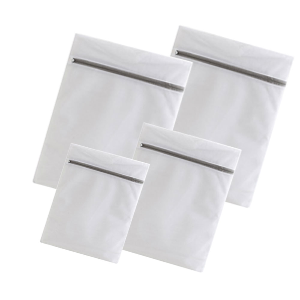 ランドリーネット4枚セット 洗濯ネット マスク 靴下 下着など小物からジャンパーまで サイズ指定可 絡み防止 傷み防止 メッシュ素材 ファスナーポケット付き L...