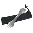 1本3役チタン合金製スプーン/フォーク/ミートナイフ 超軽量18g 強度抜群 携帯用 マルチ食器 カ ...