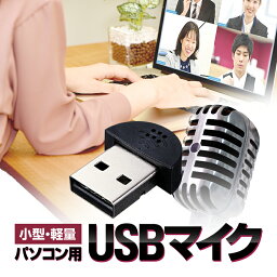 PC用USBマイク 軽量小型設計 汎用 USBに挿すだけ簡単 PC通話 ドングル Windows/MacOS対応 LP-USBMIC3017 送料無料
