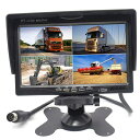 7インチ液晶モニター 車載オンダッシュモニター 12V/24V兼用 画面分割機能で4画面、2画面、全画面の分割表示が可能 4チャンネル搭載 トラック、重機などに...