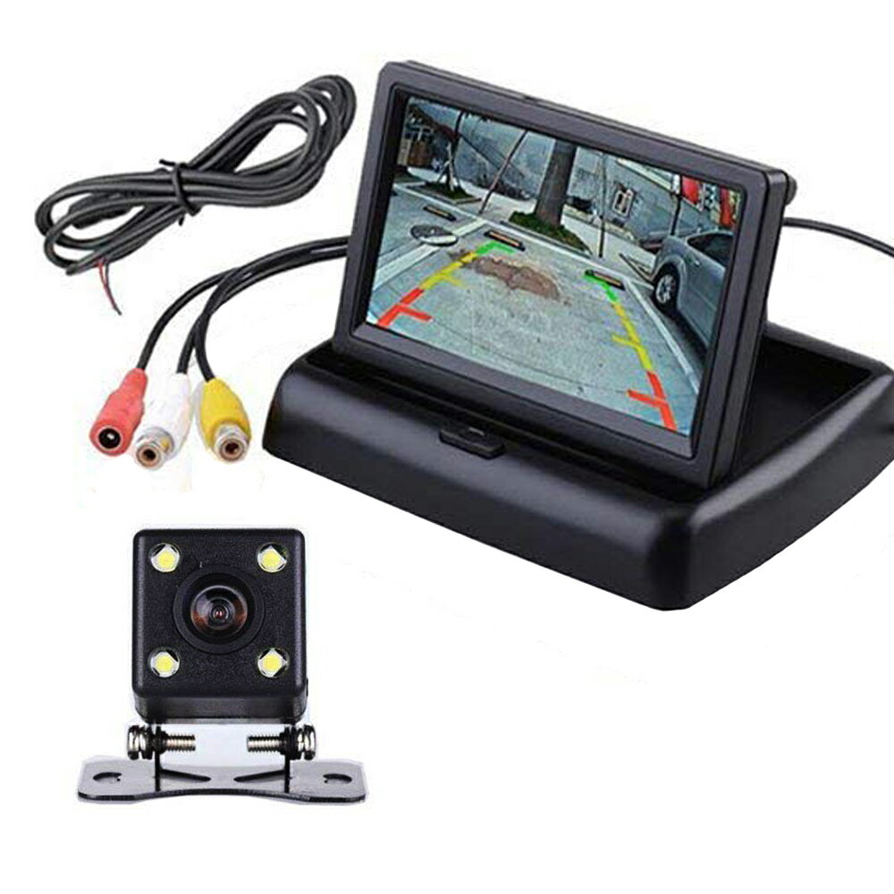 バックカメラセット 高画質CCDバックカメラ 4.3インチ折りたたみモニター LP-MOT43BK006 送料無料