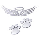 車エンブレムステッカー 天使の翼 1個+キズ隠し 凹み隠し用肉球ステッカー 2個セット 猫(犬) 足跡 可愛いくおしゃれな肉球ステッカー 愛車のキズやヘコミ対策...