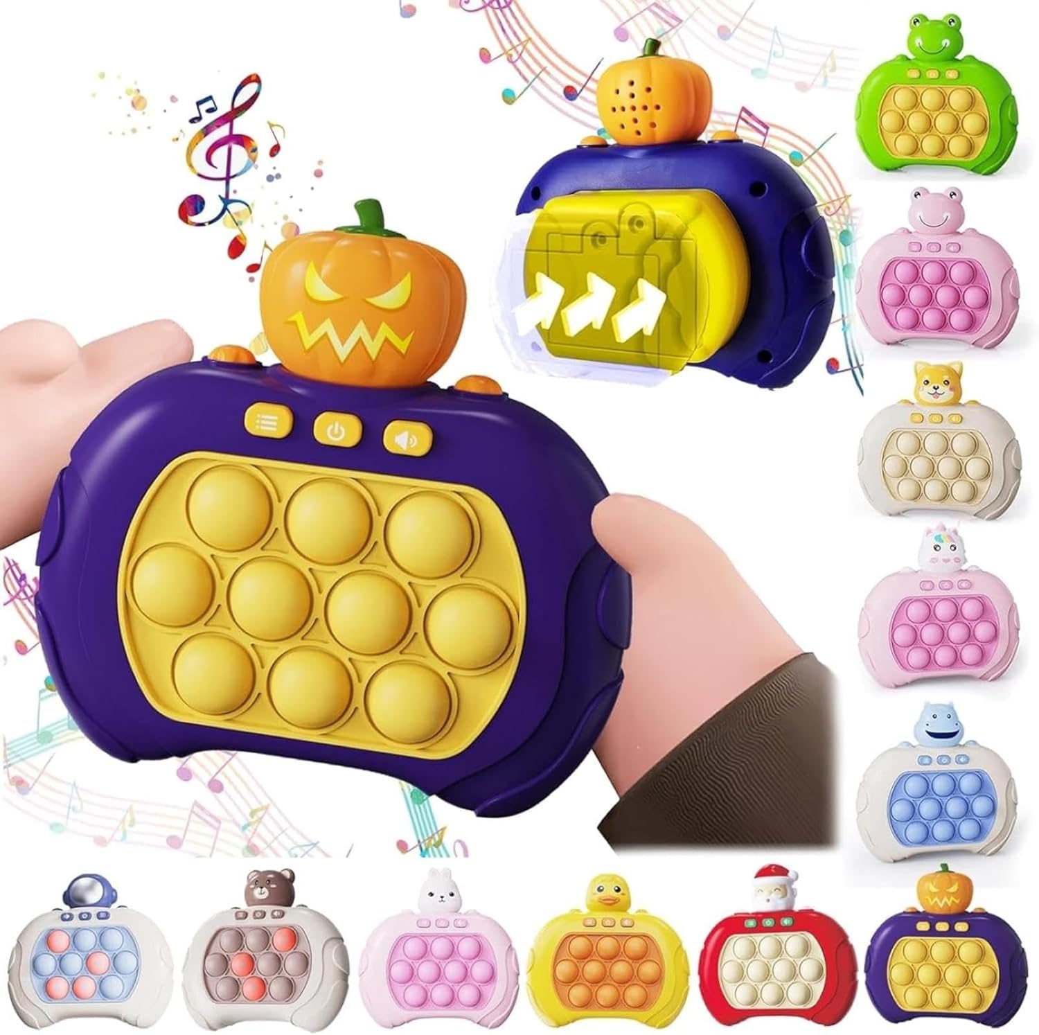 「1」プッシュ ポップ バブル 玩具 フィジェットおもちゃ プッシュポップポップ かぼちゃ ポップイットゲーム おもちゃ クイックプッシュゲーム もぐらたたき 減圧グッズ 早期教育玩具 ハロウィン/サンタクロースおもちゃ 光るパターン 子供 大人兼用(3)