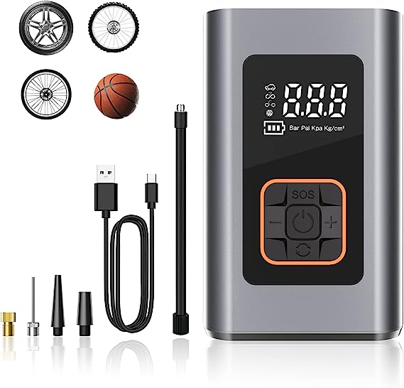 車 自転車空気入れ 充電式 コードレス 電動エアーポンプ 最大圧力150PSI 自動停止 USB充電 自動車/自転..