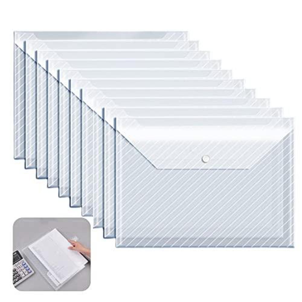 【 ポイント10倍！】20枚 クリアファイル A4 クリアホルダー PP 透明 防水 ボタン式 封筒型ファイルポ..