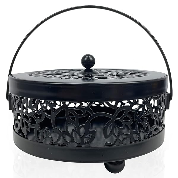 鉄製 蚊取り線香ホルダー ブラック 蚊取り線香入れ 蚊取り おしゃれ 線香入れ 円形 線香立て 蚊遣器 キ..