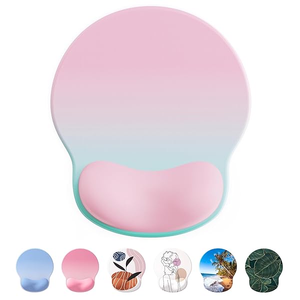 マウスパッド リストレスト 一体型マウスパッド 手首サポート 人間工学に基づいた (グラデーションピン..