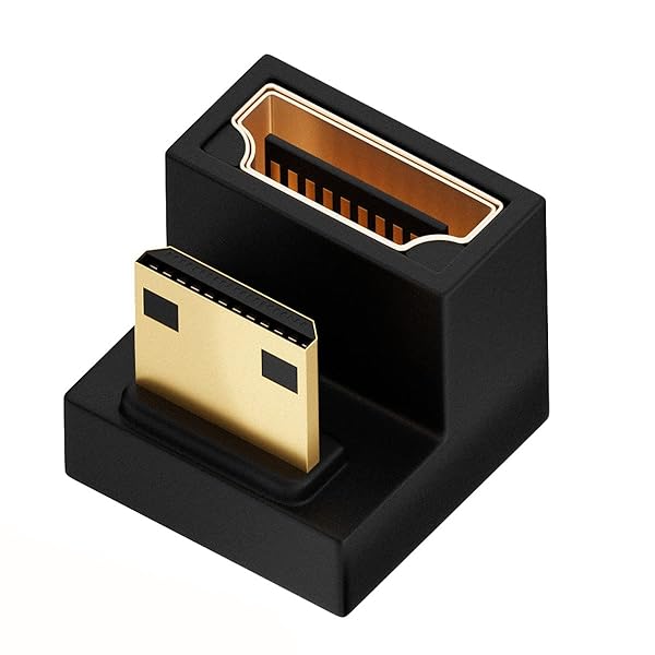 CY 4Kケーブル 360度下向き 反対 U字型 バックアングル ミニ HDMI 1.4 オス - HDMI メス 延長アダプタ..