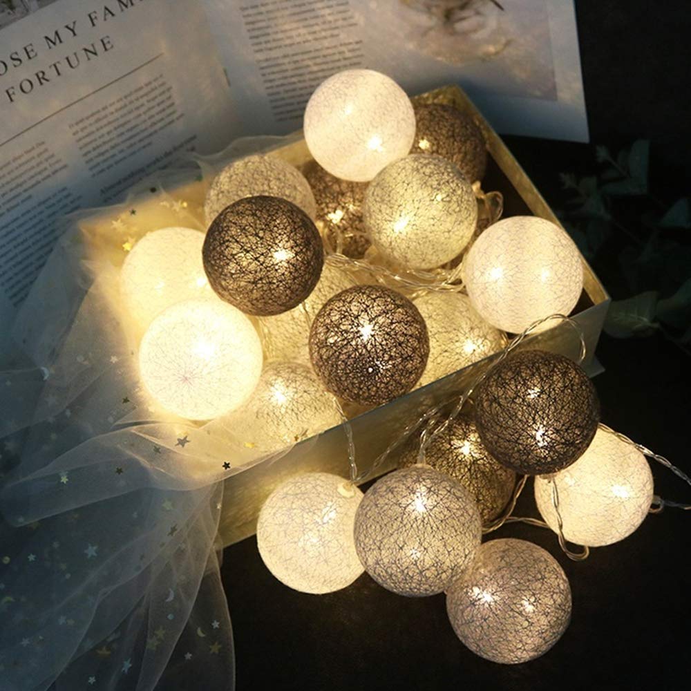 コットンボールフェアリーライト イルミネーションライト ストリングライト LED 3m 電球数20 電池式 ボ..