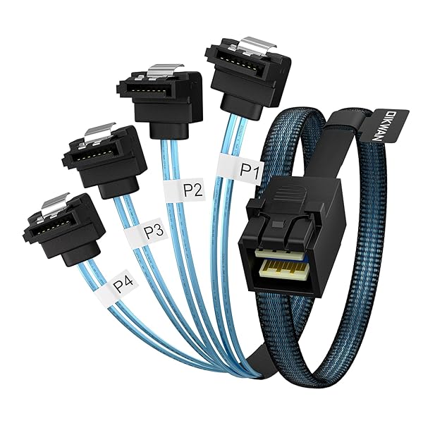 内蔵ミニ SAS HD - SATA 直角ケーブル 3.3フィート、1m (SFF-8643 to SATA フォワードブレイクアウト)