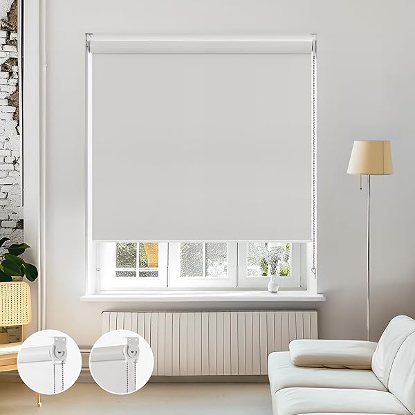 ロールスクリーン ロールカーテン ビス止め式 チェーン式 1級遮光 断熱 遮熱 防音 防寒 UVカット 表裏同色 幅127 丈182cm グレー