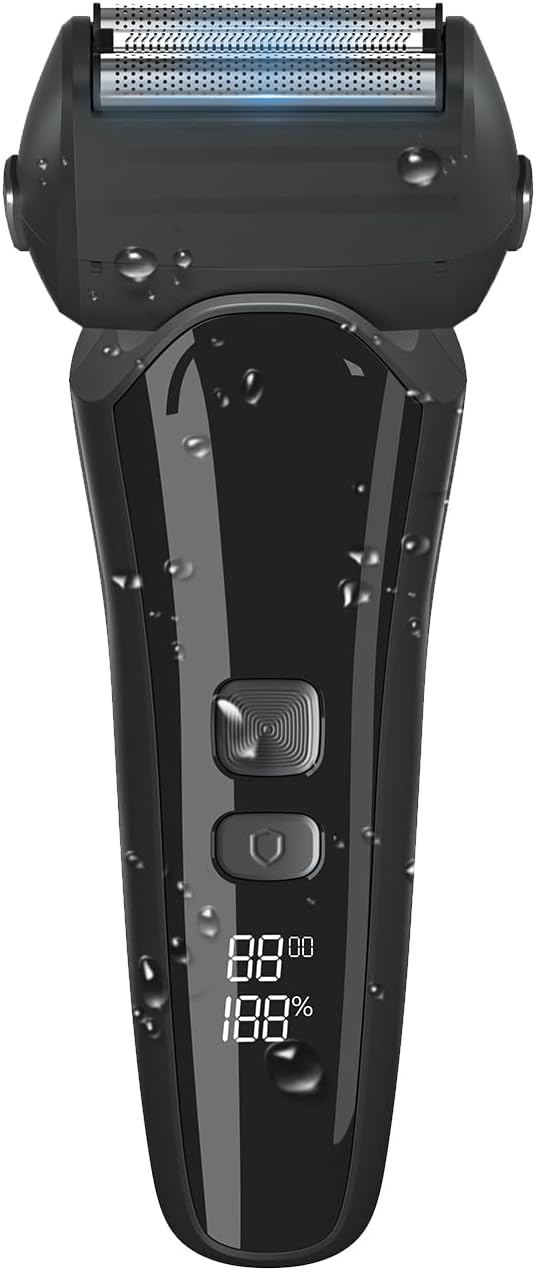 【2025業界新設計】シェーバー メンズ 電気シェーバー 往復式 深剃り 髭剃り 男性用 ひげそり 3枚刃 お風呂剃り対応 乾湿両用 シェーバー 深ぞり 低騒音 メンズシェーバー IPX7防水 水洗い可 Type-C充電式(2)
