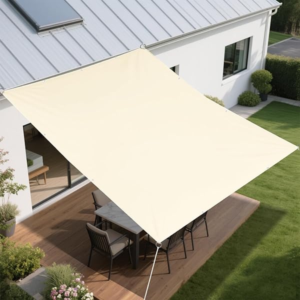日除けシェード 日よけ 暑さ対策 雨除け撥水防水 サンシェード 400Dポリエステル ハトメ式強度UP PU塗装 接合部水漏れ防止 紫外線UVカット ベランダ オーニング 芝生 庭園 プール 池 デッキ カイルヤード 中庭 裏庭 ドアヤード 公園 カ