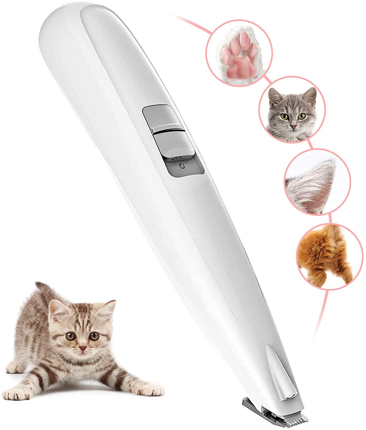 ペット用バリカン 電動バリカン 部分カット LED付き 犬 猫 足裏 耳裏 顔回り お尻 2段階スピード USB充電式 低騒音トリミング コードレス 部分カット 小型 軽量 切れ味抜群