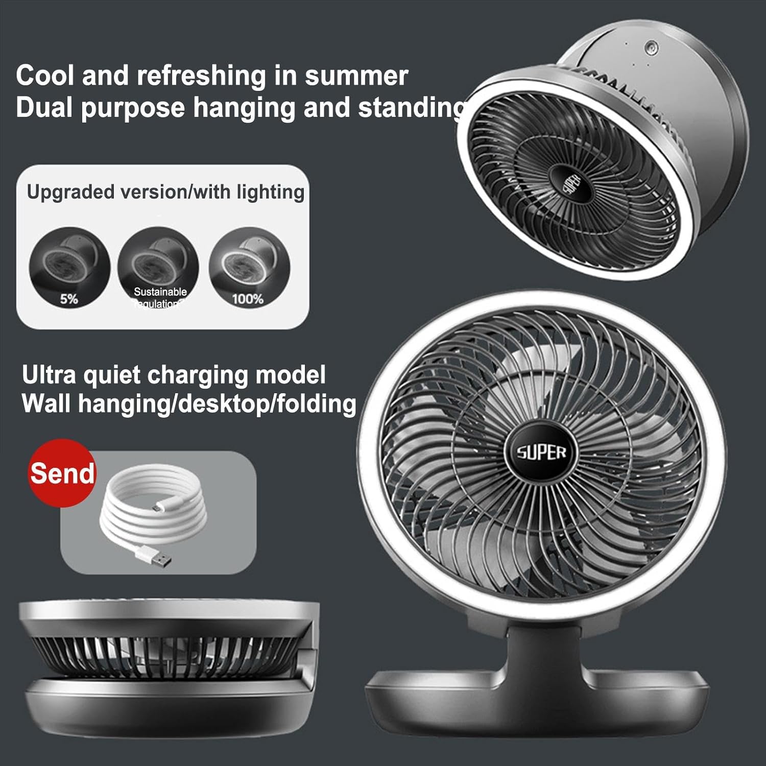 「1」携帯扇風機 【夏新登場】卓上扇風機 手持ち扇風機 USB扇風機 5枚羽根 小型扇風機 壁掛け扇風機 3段階風量調節 折りたたむ 角度調整 使用簡単 携帯便利 省エネ 軽量 USBミニファン ミニ扇風機 部屋 外出 車 オフィス 熱中症対策
