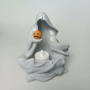 「1」ハロウィーンの死神炎のないキャンドル - 魔女の置物樹脂彫刻カボチャ装飾常夜灯 - 不気味なパーティー用品内部用ホームランプランタン
