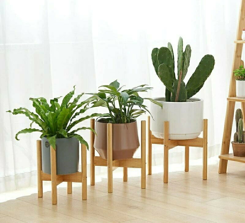 100KG耐荷 鉢置き 花ポットホルダ 植木台 竹製 て 35cmまで調整 内幅15 植木鉢台 鉢スタンド 組み立て簡単 花台 室内 屋外 木製(4)