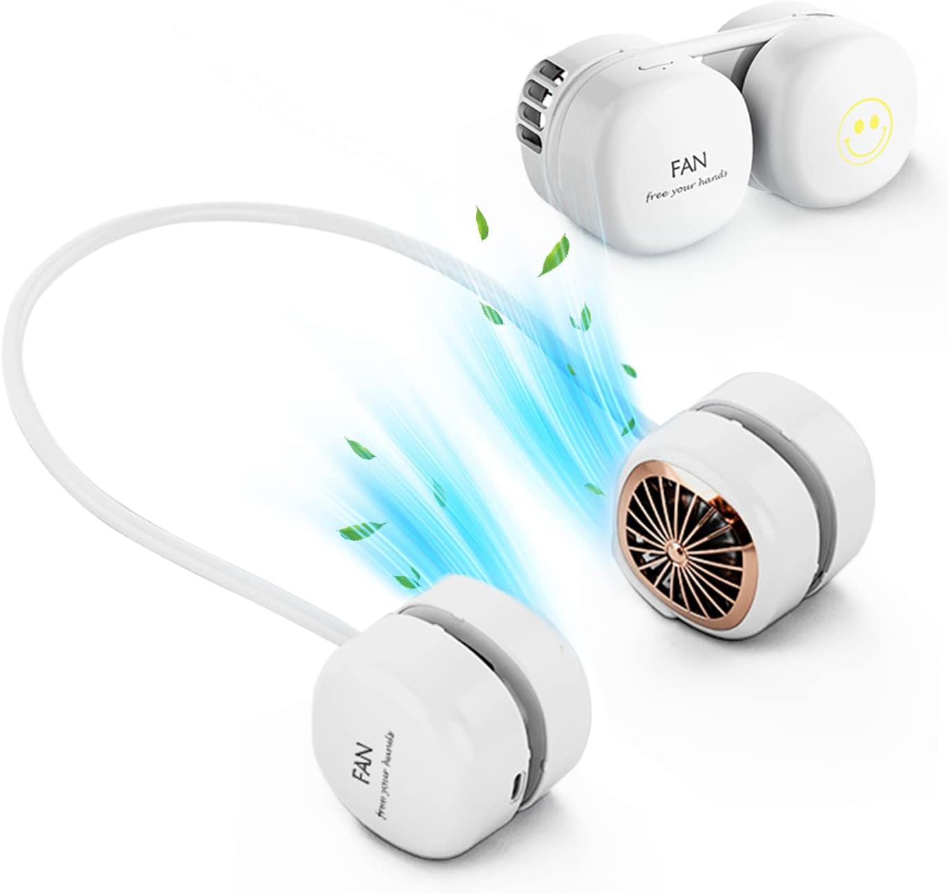 「1」「巻き付け収納」首掛け扇風機 扇風機 携帯扇風機 羽なし 超軽量 折り畳み 3段階風量調整 ネック..