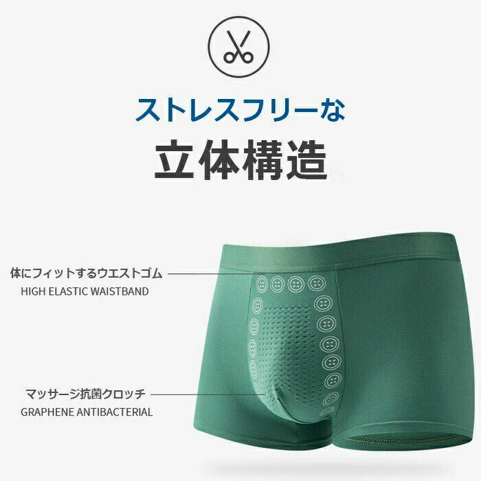 ＼ 3枚セット ★／ 人の精力的なマッサージの磁気下着、人の快適で柔らかい通気性の涼しいトランクの氷..