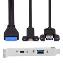 CYケーブル USB3.0 マザーボード 19/20ピン - USB-C Type-C & USB 3.0 デュアルポート メス PCI-E バックパネル 5Gbpsケーブル