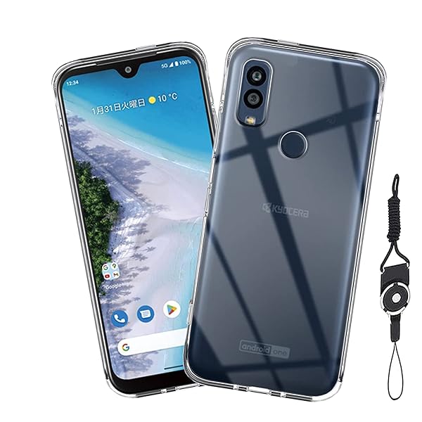 For Android One S10 ケース TPU For Android One S10 TPU 対応 透明 薄型 耐衝撃 携帯便利 黄変防止 汚れ防止 耐水 防指紋 散熱加工の超薄型 ケース 携帯ストラップ 付属 For Android On