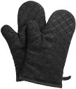 【2枚セット】鍋つかみ シリコンチェック 耐熱ミトン オーブンミトン シリコン手袋 滑り止め クッキング用 バーベキュー用 無地4カラー フリーサイズ 耐熱温度230℃(2個セット) (ブラック)