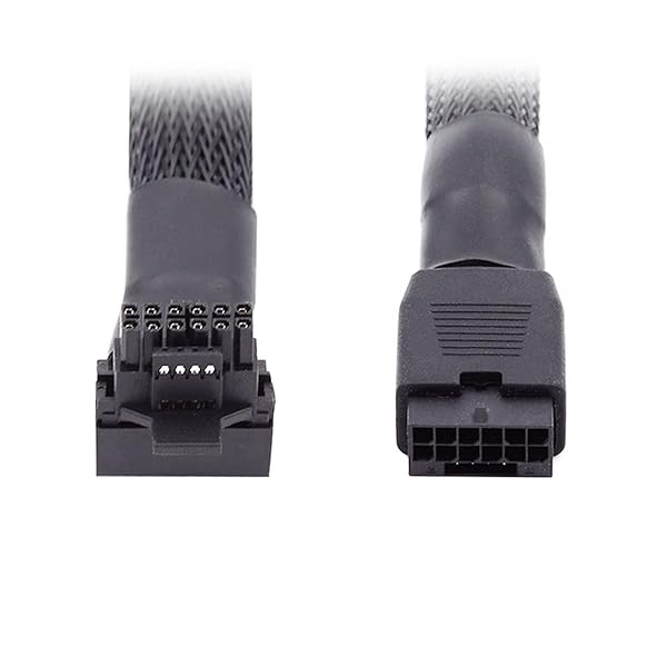 12VHPWR ATX3.0 PCI-E 5.0 パワーモジュラーケーブル オス-メス アップアングル90度延長 17cm 3080 309..