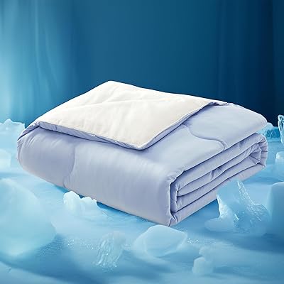 冷感布団 夏用掛け布団 肌掛け布団 シングル リバーシブル 冷感＆タオル地 接触涼感 吸湿速乾 洗える かけ布団 キルトケット 夏ふとん ひんやり 一年中使える 180×200cm 水色