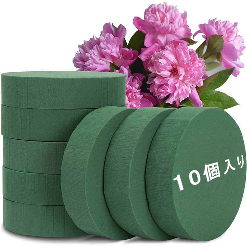 【ポイント - !】10個入り フラワー資材 生花用ブリック 生け花 花の泥 円形16*4cm 花屋用品 吸水フォ..