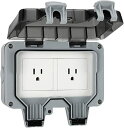 二重ソケットフル 防水コンセント コードレスのコンセント 防雨電源ボックス 2口 IP66防水 水しぶき防止 ロック可能の蓋付き ダブルスイッチ LEDインジケ...