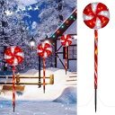 【1】クリスマスキャンディーライト ソーラーライト 4本 64cm 埋め込み式 IP44防水 ソーラー充電式 クリスマス 雑貨 暖色 屋外ソーラーライト 芝生ランプ 庭ライト 庭 ガーデン ベランダ 玄関先 父の日