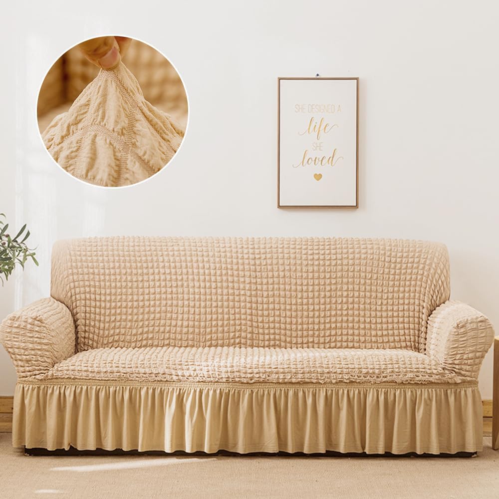 ソファーカバー 1人掛け 肘付き 北欧風 フリル マルチカバー 肘あり ストレッチ素材 伸縮性良く おしゃれ 汚れ防止 キズ防止 柔らかい ふわふわ ソファー保護 猫犬 洗える 厚手 優しい肌触り感 四季適用