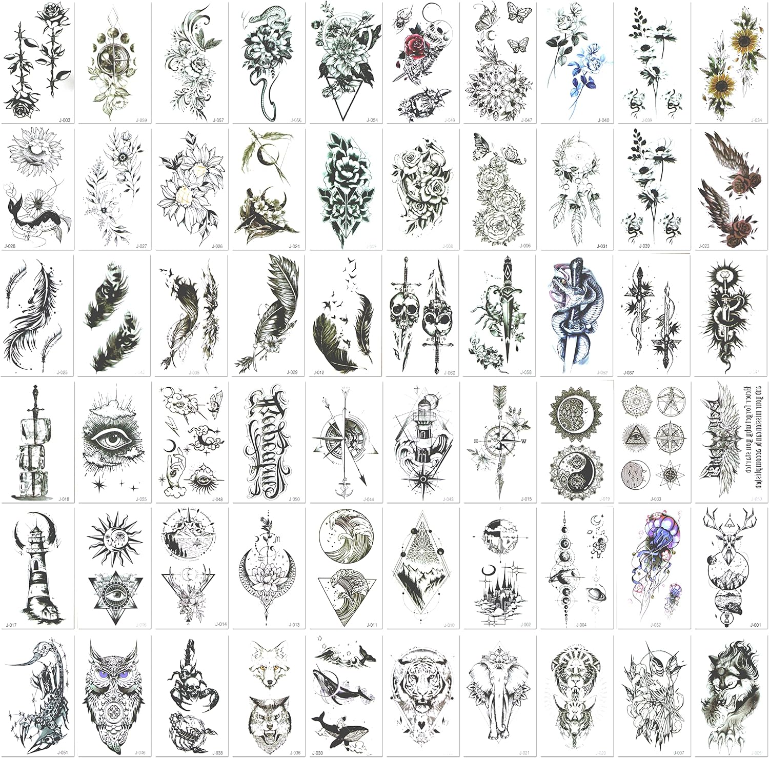 タトゥーシール 60枚セット タトゥー 簡単貼る 可愛い おしゃれ 刺青シール 防水 長持ち ボディー 入れ墨シール レディース タトゥー メンズ リアル ボデ...