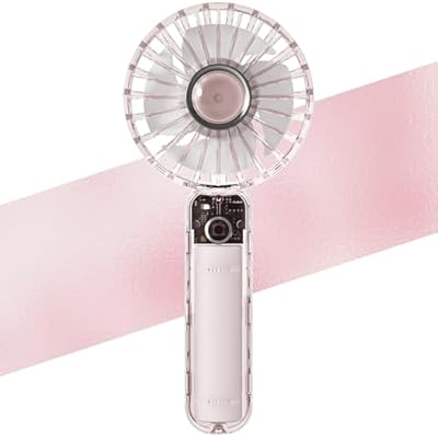 ハンディファン 携帯扇風機 LEDライト付き 20dB静音 クリアデザイン 3段階風量調節 強力 USB Type-C 手..