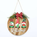 【!】クリスマスリース 30cm クリスマス飾りドア 玄関リース Welcome プレート ドア飾り リース サンタクリスマス花輪 ガーランド 壁掛け インテリア 喫茶店 店舗 父の日