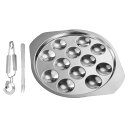 【!】巻き貝調理器具 ステンレス 3点セット (ベーキングパン/クリップ/フォーク)エスカルゴダイニングセット 12穴 エスカルゴプレート 金属カタツムリトング...
