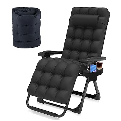 リクライニングチェア 折りたたみ 椅子 一人用 角度調整 アウトドア キャンプ 軽量 組立不要 レジャー クッション ドリンクホルダー 枕つき 耐荷重150KG 昼休み 庭 花見 砂浜 戸外用 cx-0615-2 (ブラック)