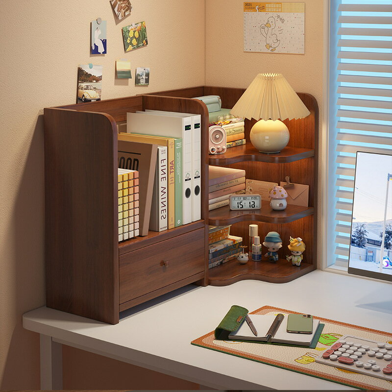 デスクトップ本棚角ラックデスクトップラック家庭用デスクトップ角ロッカー簡易本棚