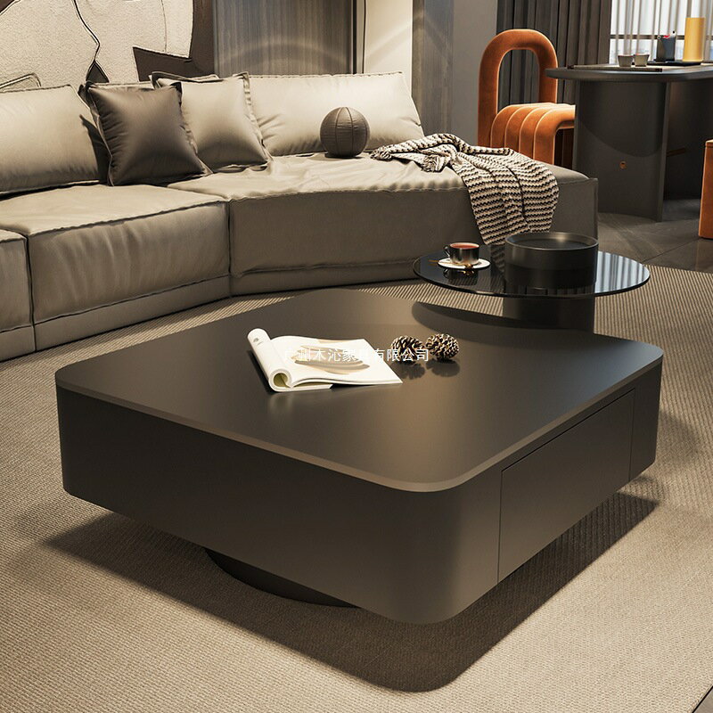 岩板黒四角家庭用軽奢高級感ティーテーブルリビングモダンシンプル小型タイプガラス縁数組み合わせです