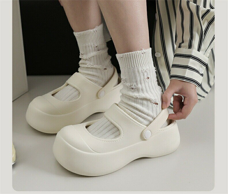 乳fufu穴あき靴女性夏の外履きスリッパビーチナース厚底踏み糞感アウトドアサンダル夏の2履き