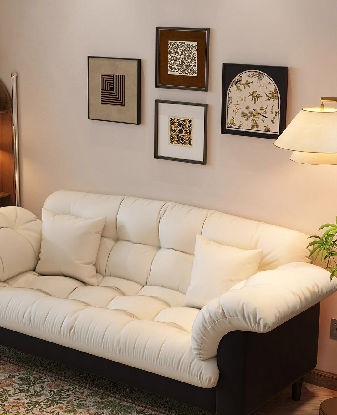 椿の花のソファの小さい坪型は応接間に出て部屋に借ります家庭用アパートの小さいソファの二人のインラ..