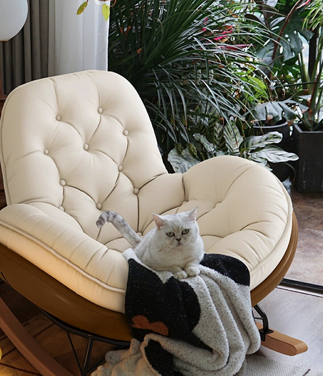 ロッキングチェアリクライニングチェア大人の家庭用バルコニーレジャーチェアリビングでくつろげる1人用のデザイナー怠け者のソファで寝ることができます