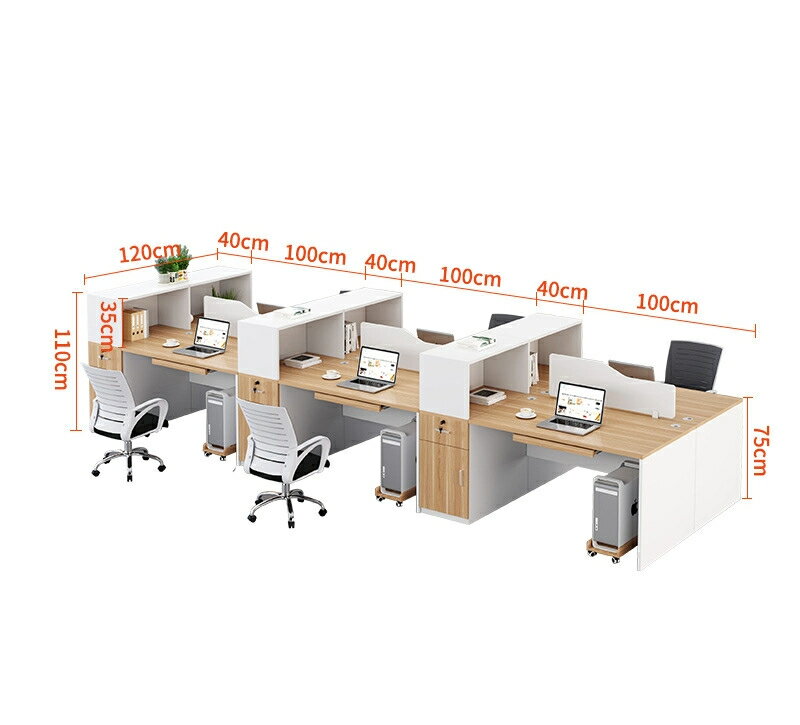 簡明な現代の従業員のオフィス机と椅子の組み合わせ屛風6人の従業員の二人掛けのオフィス机