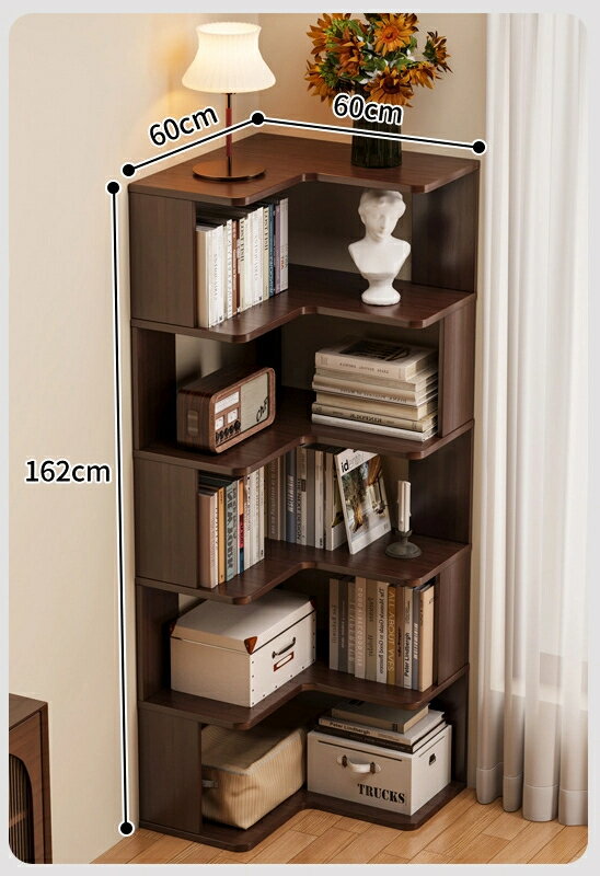 無垢材コーナー本棚着地棚家庭用リビングルームコーナー棚コーナー収納棚寝室コーナーコーナー簡易本棚