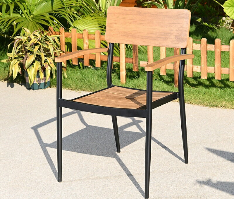 アウトドアシングルチェアセットアイアンカフェレジャーチェア庭の屋外ガーデンウッドのテーブルと椅子