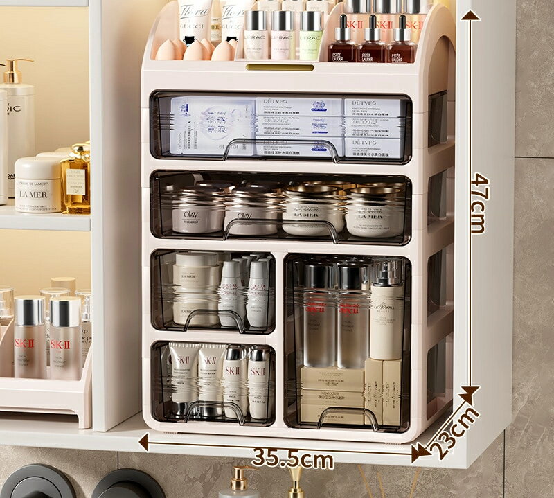 化粧品収納ボックスデスクトップスキンケア防塵家庭用引き出し式リップスティックドレッサーアクセサリ..
